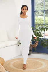 Round-Neck Bodycon Maxi Dress